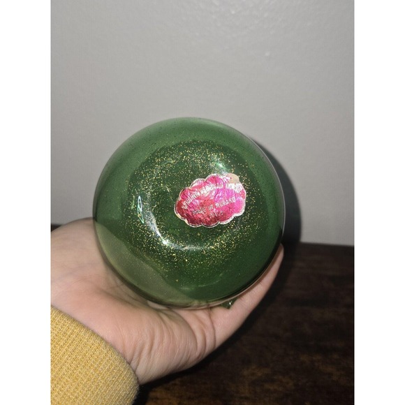 Murano Art Glass Green Pear Gold Flake 5" - Picture 9 of 10